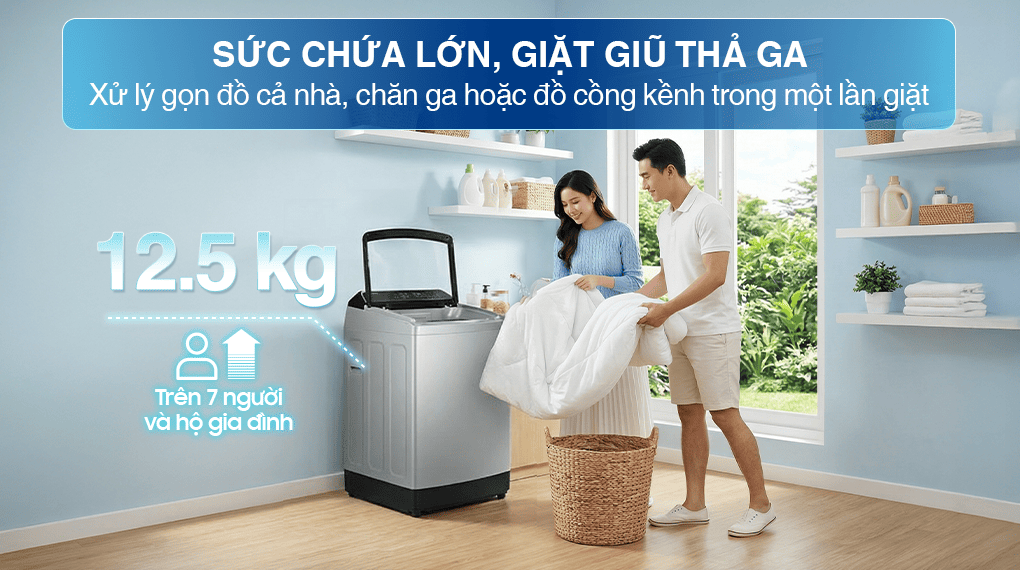 Máy giặt Samsung Inverter 12.5 kg WA40F12E4LSV