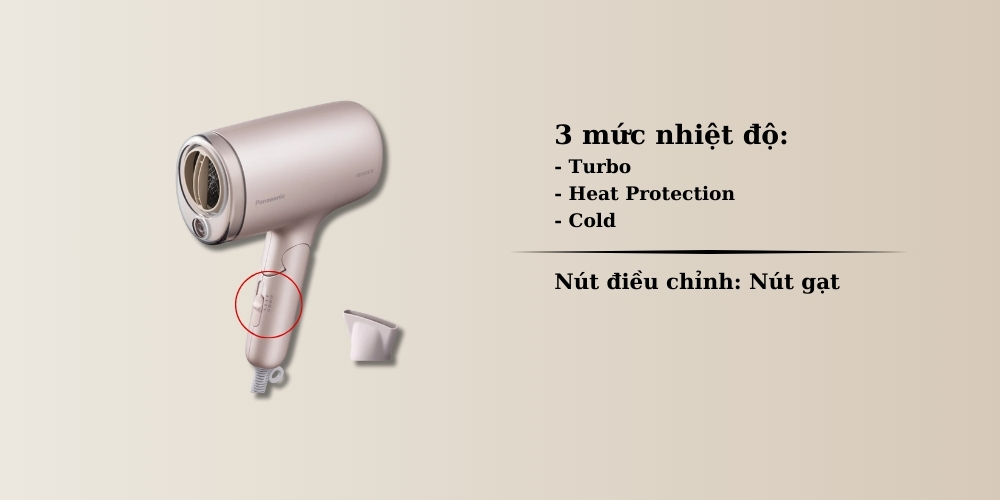 90739-1 Chế độ sấy và nút gạt điều chỉnh của máy sấy tóc Panasonic EH-NA7M-P645