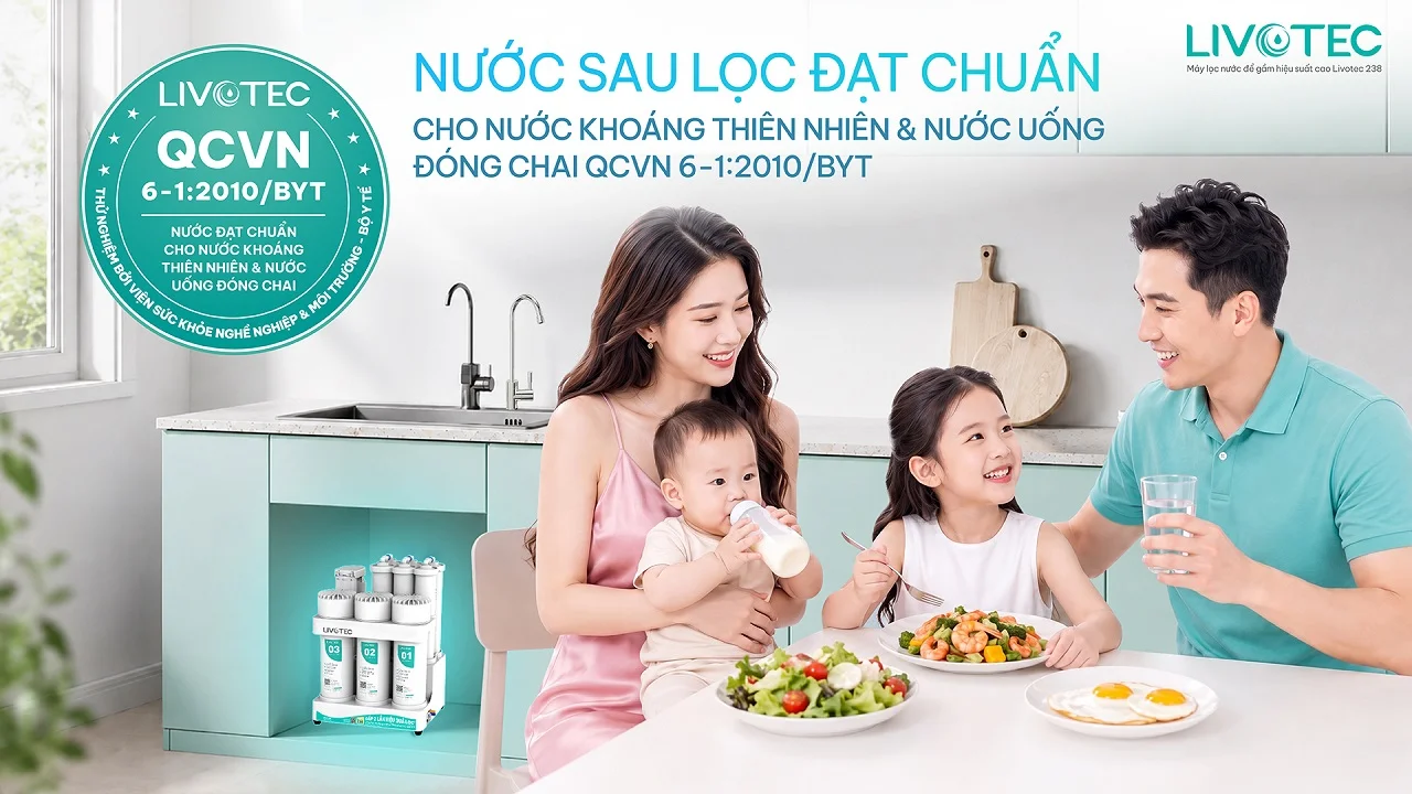 Livotec 238 nước sau lọc đạt chuẩn QCVN 6-1:2010/BYT