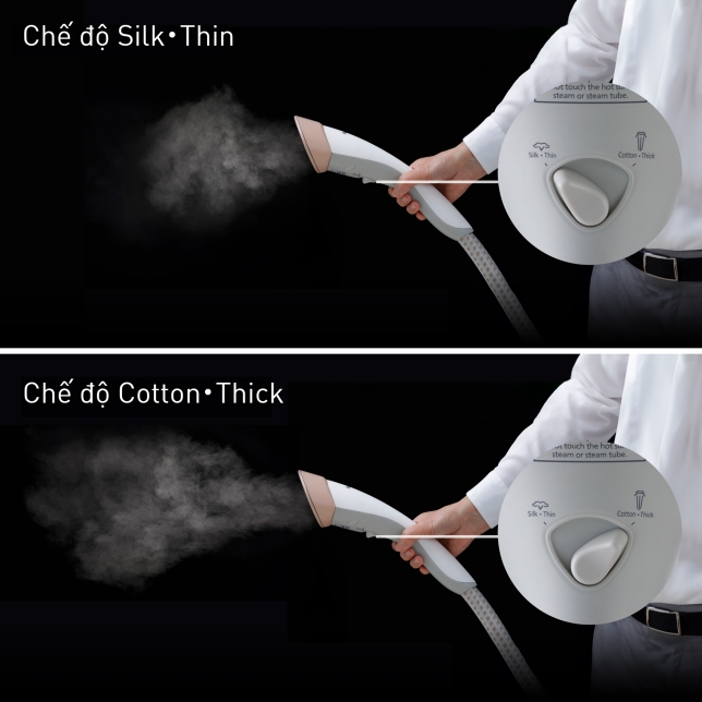 Luồng hơi nước có thể điều chỉnh để phù hợp với từng loại vải