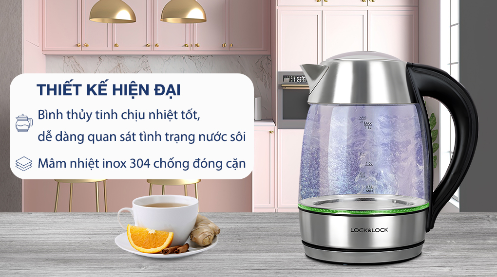 Bình đun siêu tốc Lock&Lock 1.8 lít EJK341 - Chất liệu
