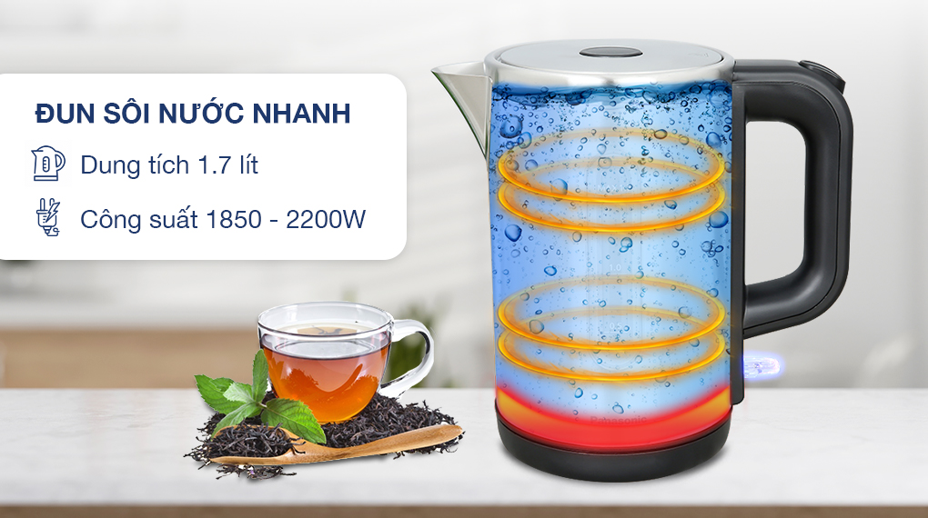Bình đun siêu tốc Panasonic 1.7 lít NC-K301SRA - Dung tích, công suất Bình đun siêu tốc Panasonic 1.7 lít NC-K301SRA - Dung tích, công suất