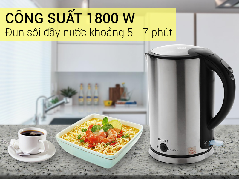 Bình đun siêu tốc Philips 1.7 lít HD9316/03