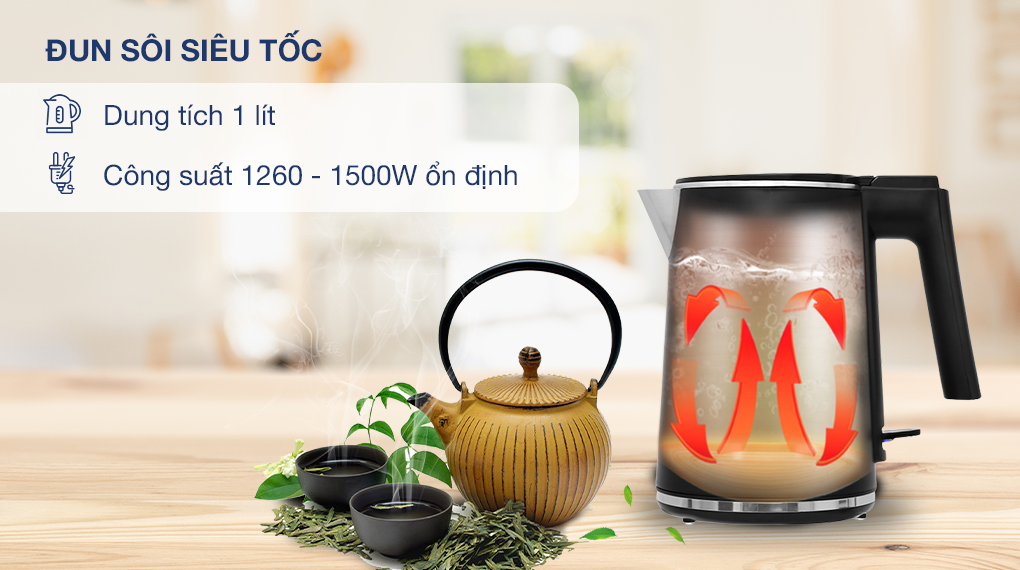 Bình đun siêu tốc Sharp EKJ-10DVPS-BK - Dung tích, công suất