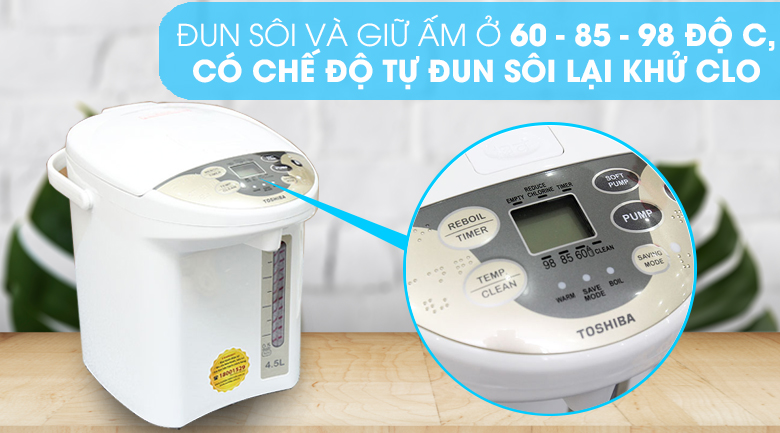 Bình thủy điện Toshiba PLK-45SF(WT)VN 4.5 lít - Nhiệt độ đun Bình thủy điện Toshiba PLK-45SF(WT)VN 4.5 lít - Nhiệt độ đun