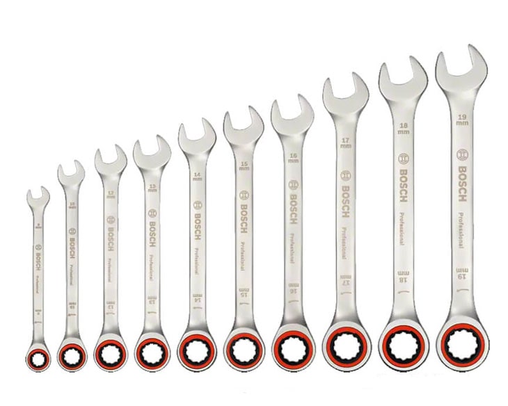 Bộ cờ lê 10 món thép trắng Bosch (1600A02AU0)
