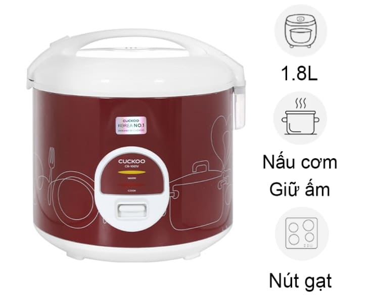 Nồi cơm nắp gài Cuckoo 1.8 lít CR-1001V/RDWHCRVNCV