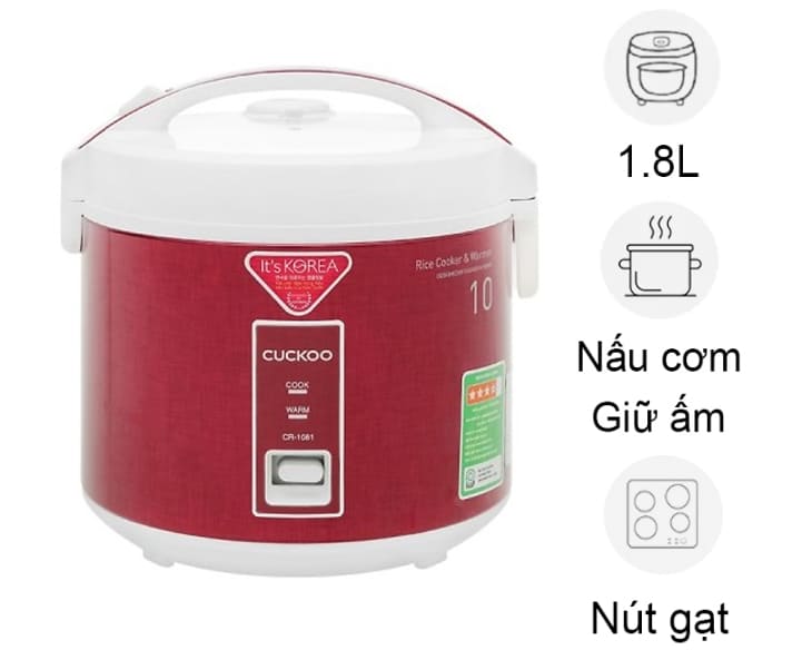 Nồi cơm điện nắp gài Cuckoo 1.8 lít CR-1081/RDWHVN