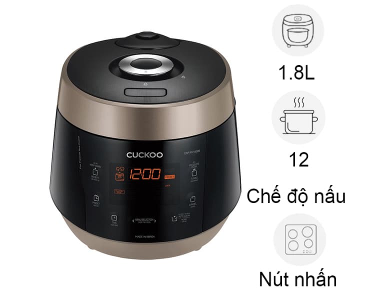 Nồi cơm áp suất Cuckoo 1.8 lít CRP-PK1000S/BKCGVNCV