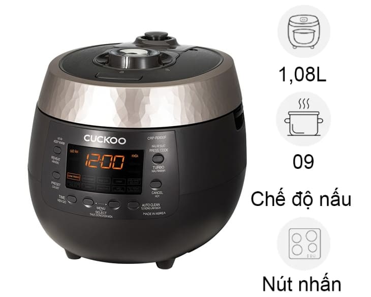 Nồi cơm áp suất Cuckoo 1.08 lít CRP-R0600F/BKGBCRVNCV