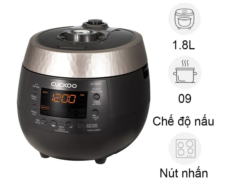 Nồi cơm áp suất Cuckoo 1.8 lít CRP-R1000F/BKGBCRVNCV