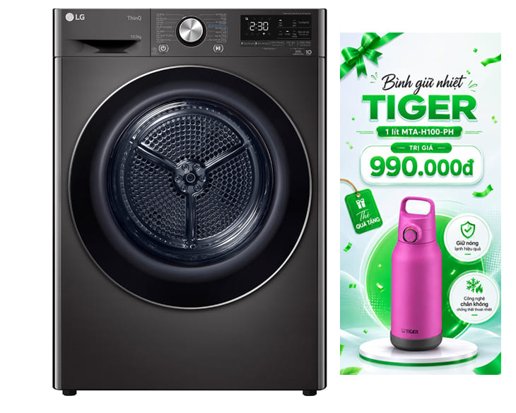 Máy Sấy Bơm Nhiệt LG Inverter 10.5 Kg DVHP50B