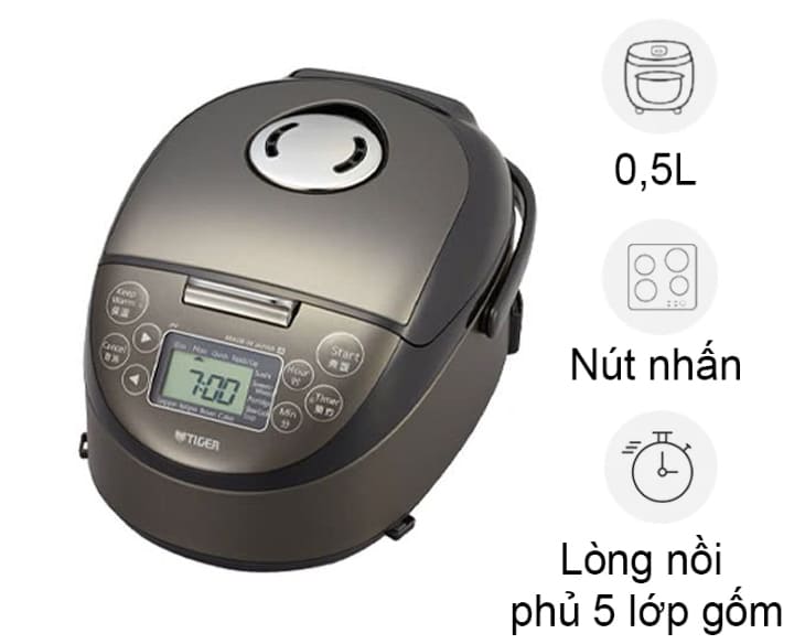 Nồi cơm điện tử cao tần Tiger 0.5 lít JPF-A55W-K