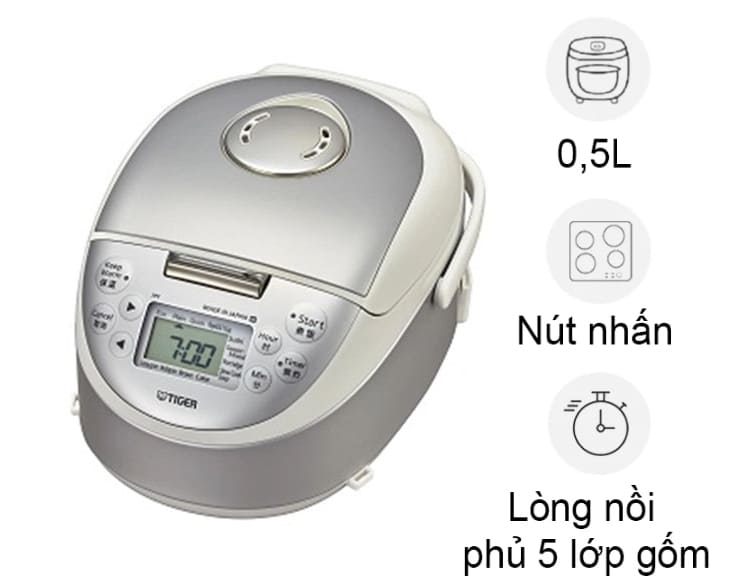 Nồi cơm điện tử cao tần Tiger 0.5 lít JPF-A55W-W