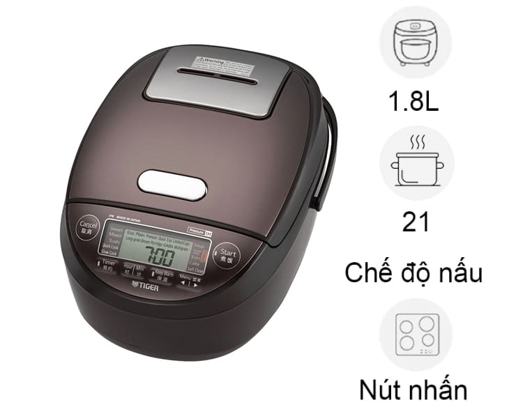 Nồi cơm cao tần áp suất Tiger 1.8 lít JPK-W18W