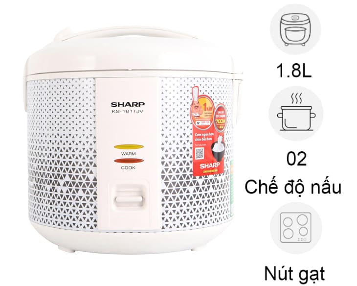 Nồi cơm điện Sharp 1.8 lít KS-181TJV