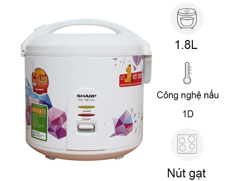 Nồi cơm nắp gài Sharp 1.8 lít KS-18TJV