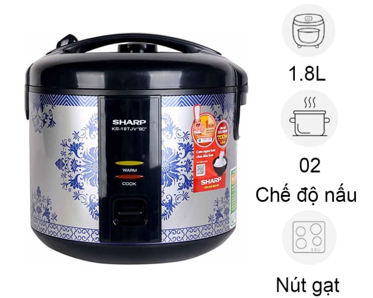 Nồi cơm điện Sharp 1.8 lít KS-19TJV “BC”