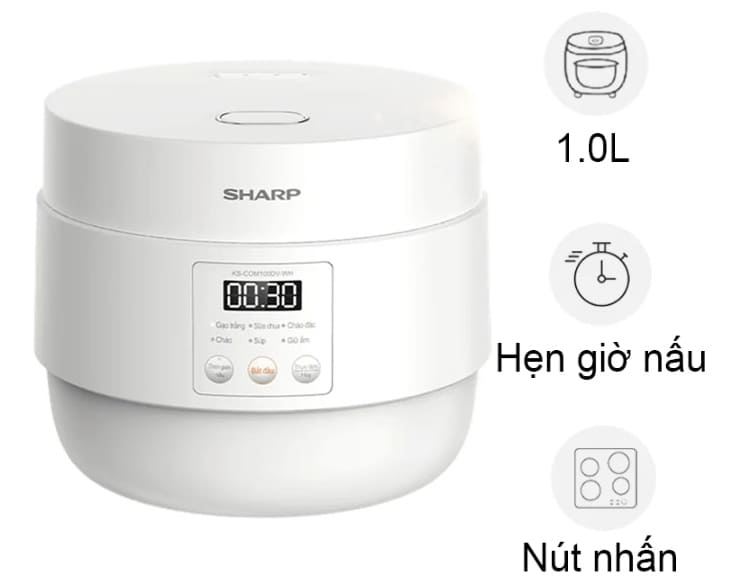 Nồi cơm điện tử Sharp 1 lít KS-COM100DV-WH