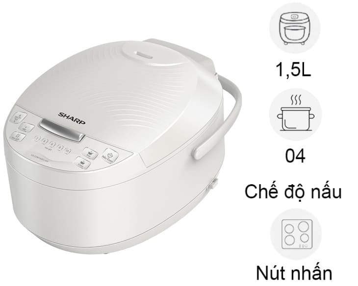 Nồi cơm điện tử Sharp 1.5 lít KS-COM150EV-WH