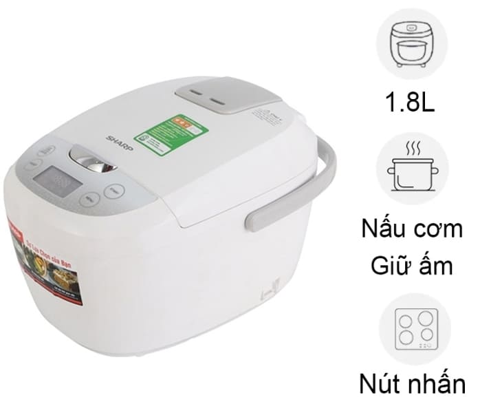 Nồi cơm điện tử Sharp 1.8 lít KS-COM186EV-GL