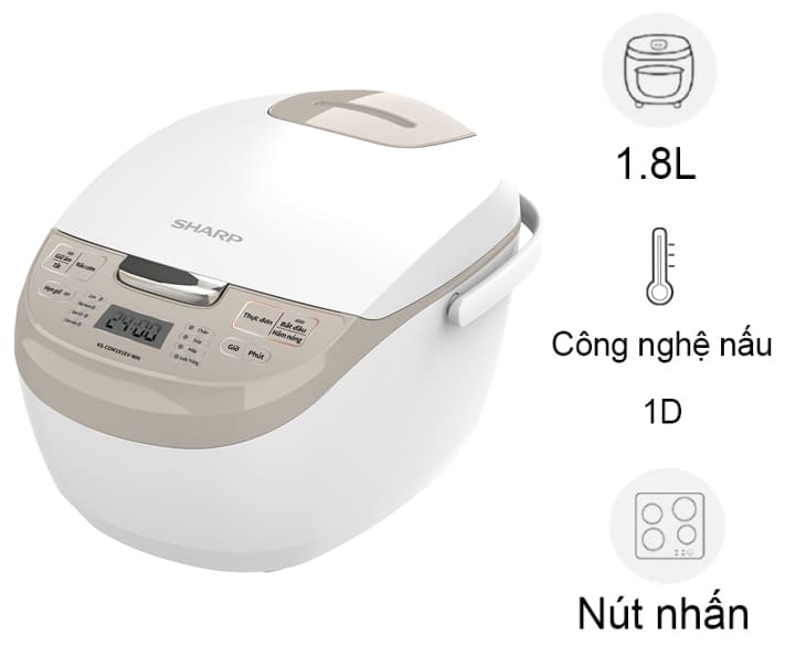 Nồi cơm điện tử Sharp 1.8 lít KS-COM191EV-WH