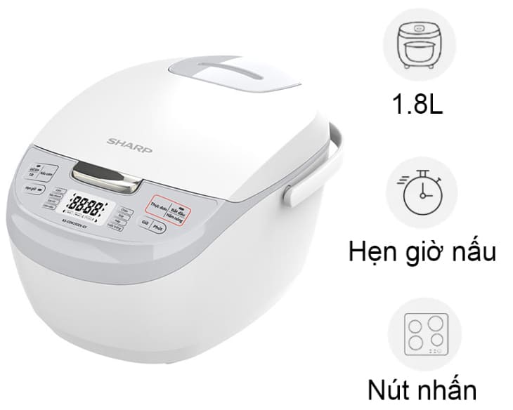 Nồi cơm điện tử Sharp 1.8 lít KS-COM192EV-GY