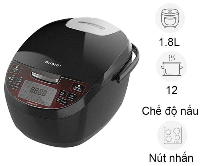 Nồi cơm điện tử Sharp 1.8 lít KS-COM193EV-BK