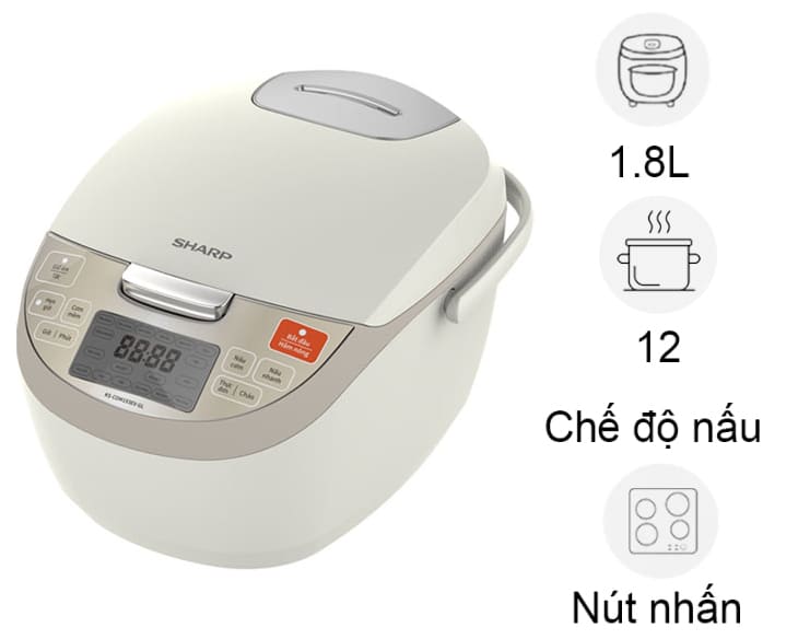 Nồi cơm điện tử Sharp 1.8 lít KS-COM193EV-GL
