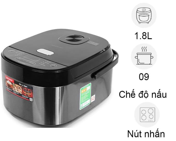 Nồi cơm điện tử Sharp 1.8 lít KS-COM194EV-BK