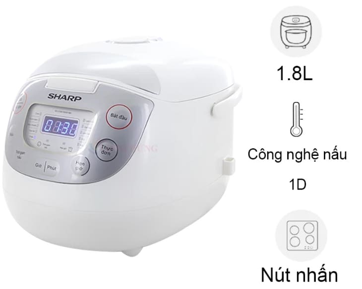 Nồi cơm điện tử Sharp 1.8 lít KS-COM195HV-WH