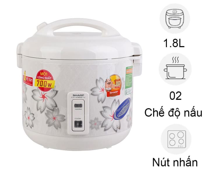 Nồi cơm điện Sharp 1.8 lít KS-N182ETV “SW”