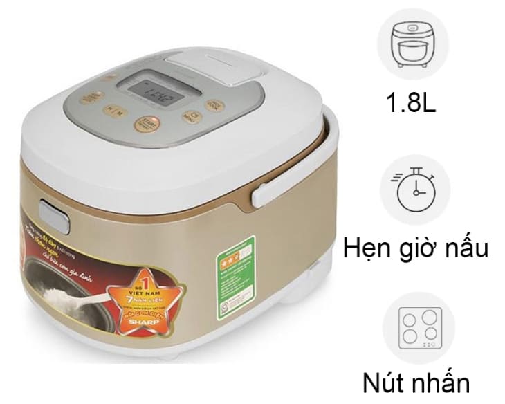 Nồi cơm điện tử Sharp 1.8 lít KS-TH18-GL