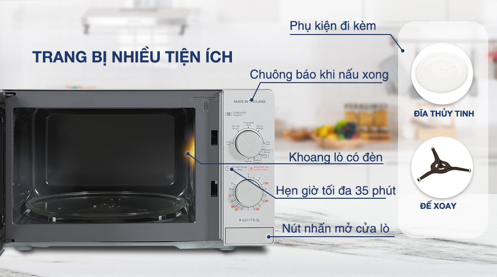 Lò vi sóng có nướng Sharp R-G211TV-SL 21 lít - Tiện ích Lò vi sóng có nướng Sharp R-G211TV-SL 21 lít - Tiện ích