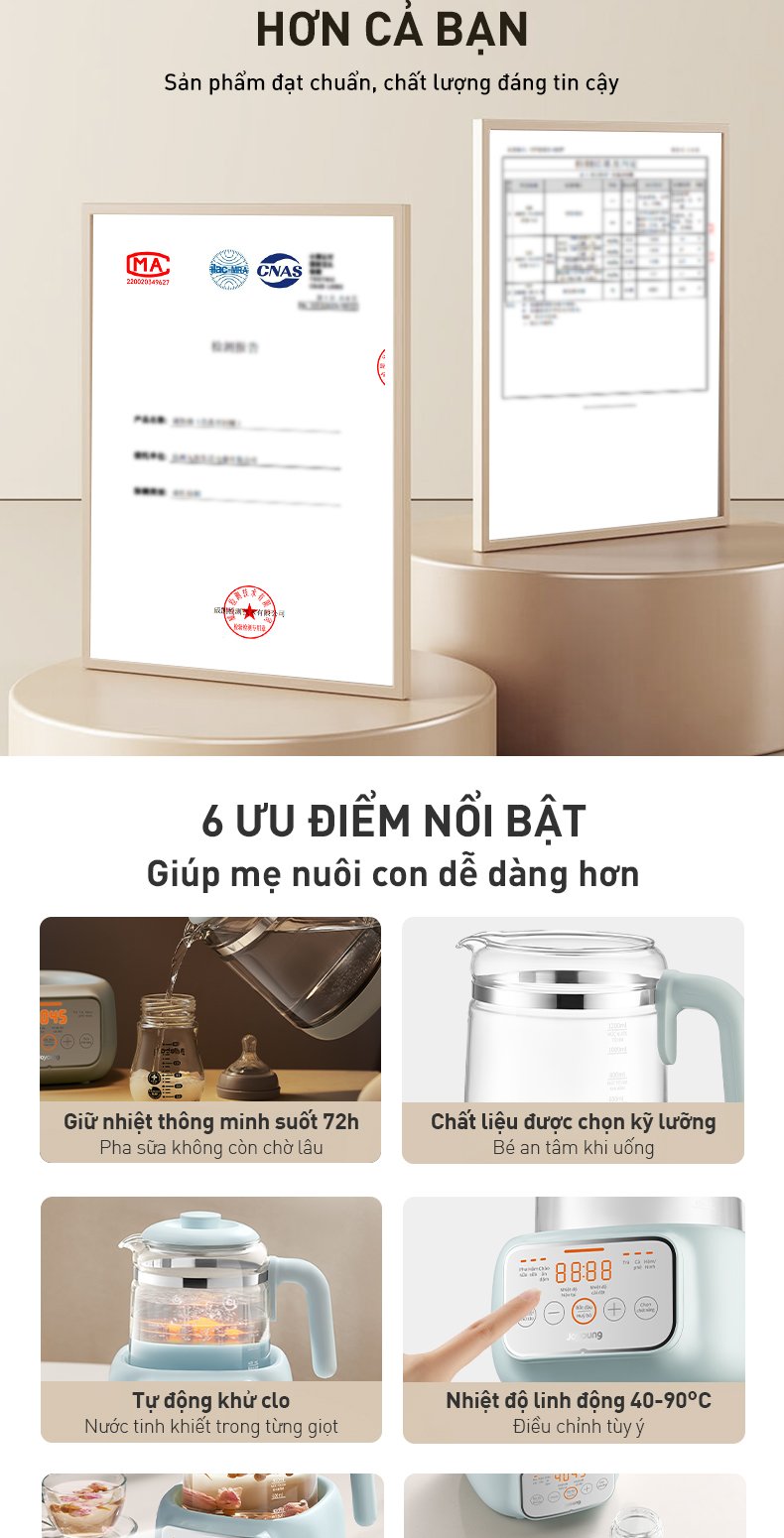 Máy đun nước pha sữa thông minh cho bé Joyoung 1.2 lít JBM-530-WH