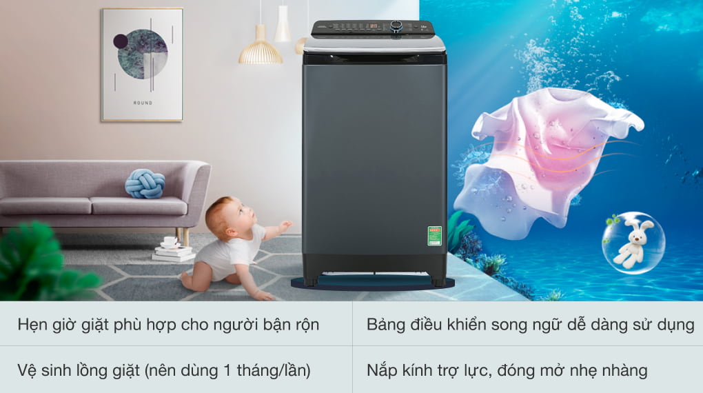 Máy giặt Aqua Inverter 12 kg AQW-FR120HT BK - Tiện ích
