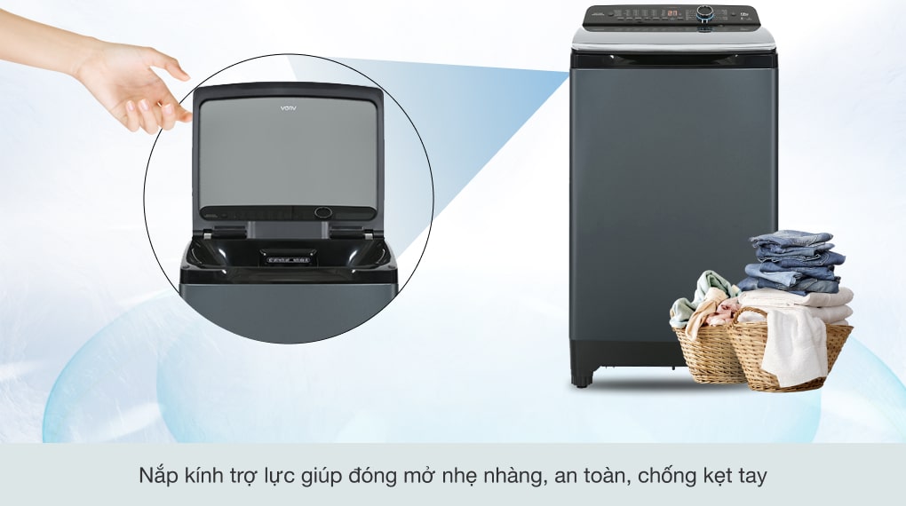 Máy giặt Aqua Inverter 12 kg AQW-FR120HT BK - Kính chịu lực