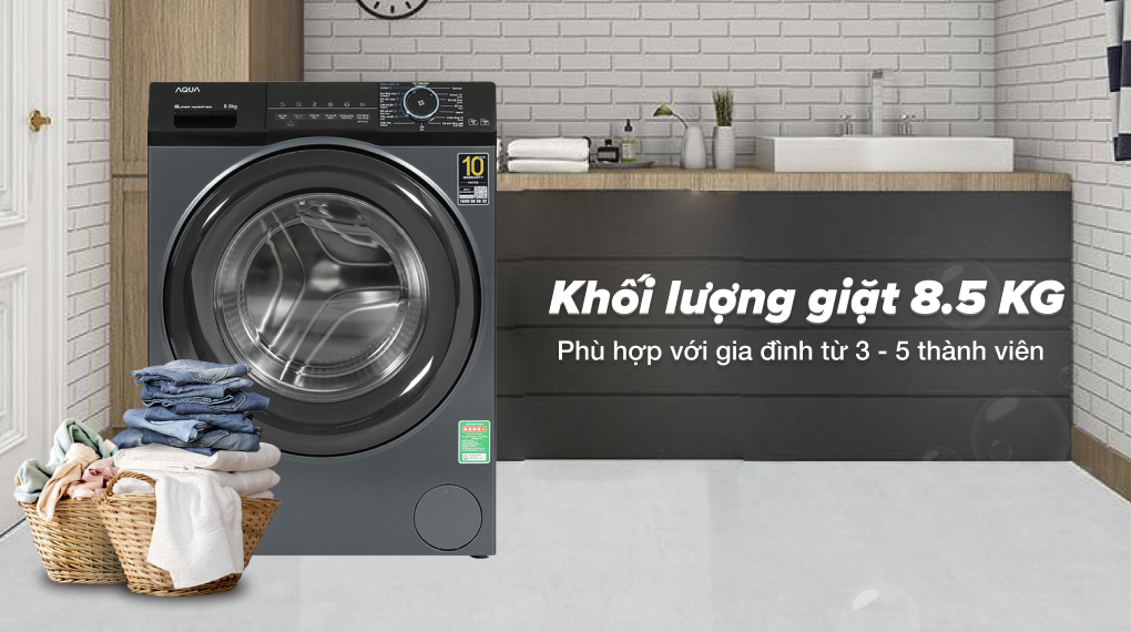Máy giặt Aqua Inverter 8.5 kg AQD-A852J BK - Khối lượng giặt Máy giặt Aqua Inverter 8.5 kg AQD-A852J BK - Khối lượng giặt