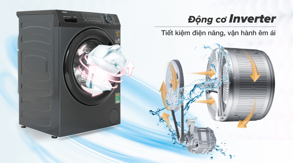 Máy giặt Aqua Inverter 8.5 kg AQD-A852J BK - Công nghệ Inverter Máy giặt Aqua Inverter 8.5 kg AQD-A852J BK - Công nghệ Inverter