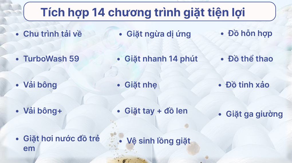 Máy giặt LG Inverter 10 kg FV1410S4W1 - Chương trình giặt Máy giặt LG Inverter 10 kg FV1410S4W1 - Chương trình giặt