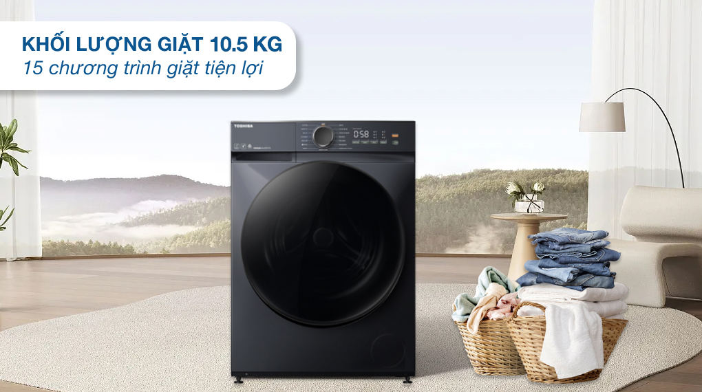 Máy giặt Toshiba Inverter 10.5 kg TW-T21BU115UWV(MG) - Tổng quan thiết kế Máy giặt Toshiba Inverter 10.5 kg TW-T21BU115UWV(MG) - Khối lượng giặt
