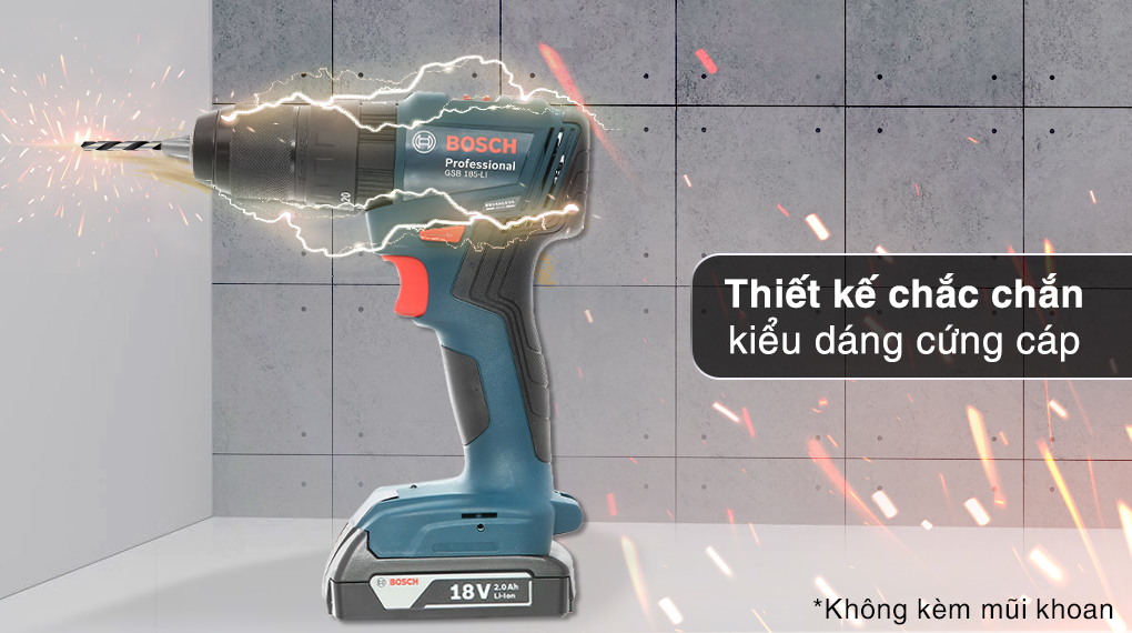 Máy khoan vặn vít pin Bosch GSB 185-LI (1 pin) - Thiết kế Máy khoan vặn vít pin Bosch GSB 185-LI (1 pin) - Thiết kế