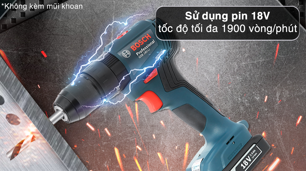 Máy khoan vặn vít pin Bosch GSB 185-LI (1 pin) - Pin Máy khoan vặn vít pin Bosch GSB 185-LI (1 pin)