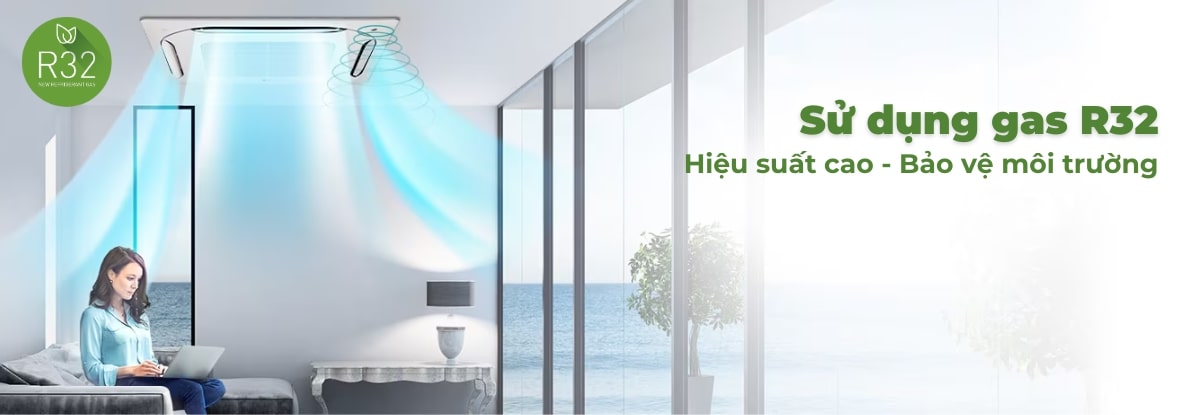 Máy lạnh âm trần LG sử dụng gas R32 có hiệu suất cao