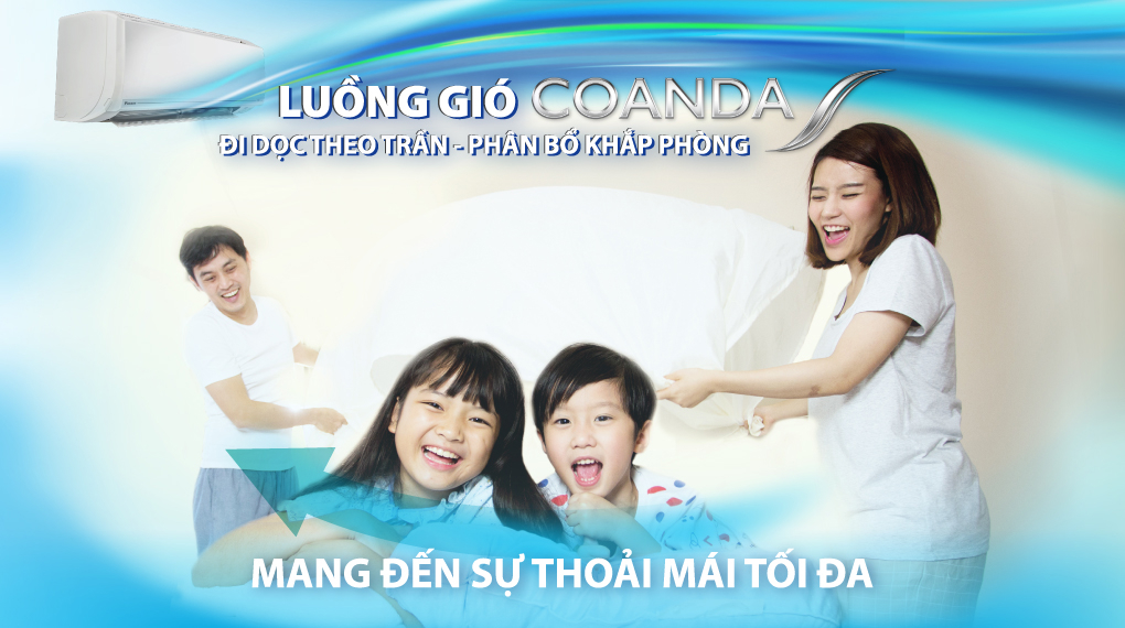 Máy lạnh Daikin Inverter 1 HP FTKZ25VVMV - luồng gió coanda Máy lạnh Daikin Inverter 1 HP FTKZ25VVMV - luồng gió coanda