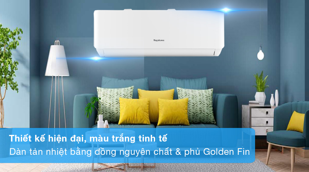 Máy lạnh Nagakawa Inverter 1 HP NIS-C09R2T28 - Thiết kế hiện đại, dàn tản nhiệt bằng đồng nguyên chất và có phủ lớp Golden Fin Máy lạnh Nagakawa Inverter 1 HP NIS-C09R2T28 - Thiết kế hiện đại, dàn tản nhiệt bằng đồng nguyên chất và có phủ lớp Golden Fin