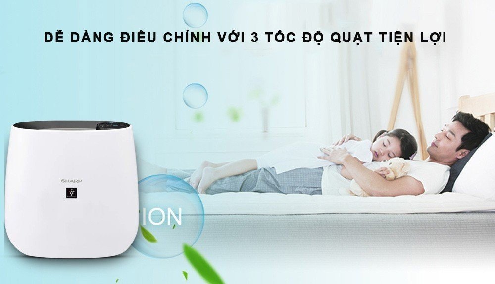  Máy lọc không khí Sharp FP-J30E-B dễ dàng điều chỉnh với 3 tốc độ quạt 
