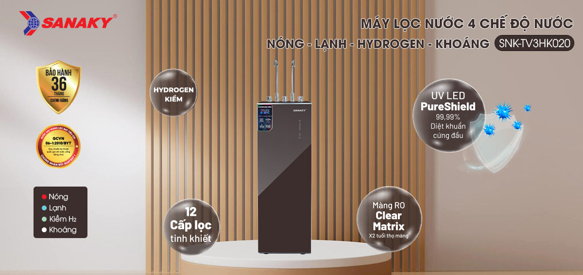 Máy lọc nước nóng lạnh Sanaky SNK-TV3HK020