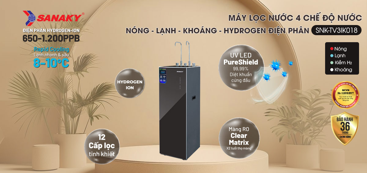 Máy lọc nước nóng lạnh Sanaky SNK-TV3IK018