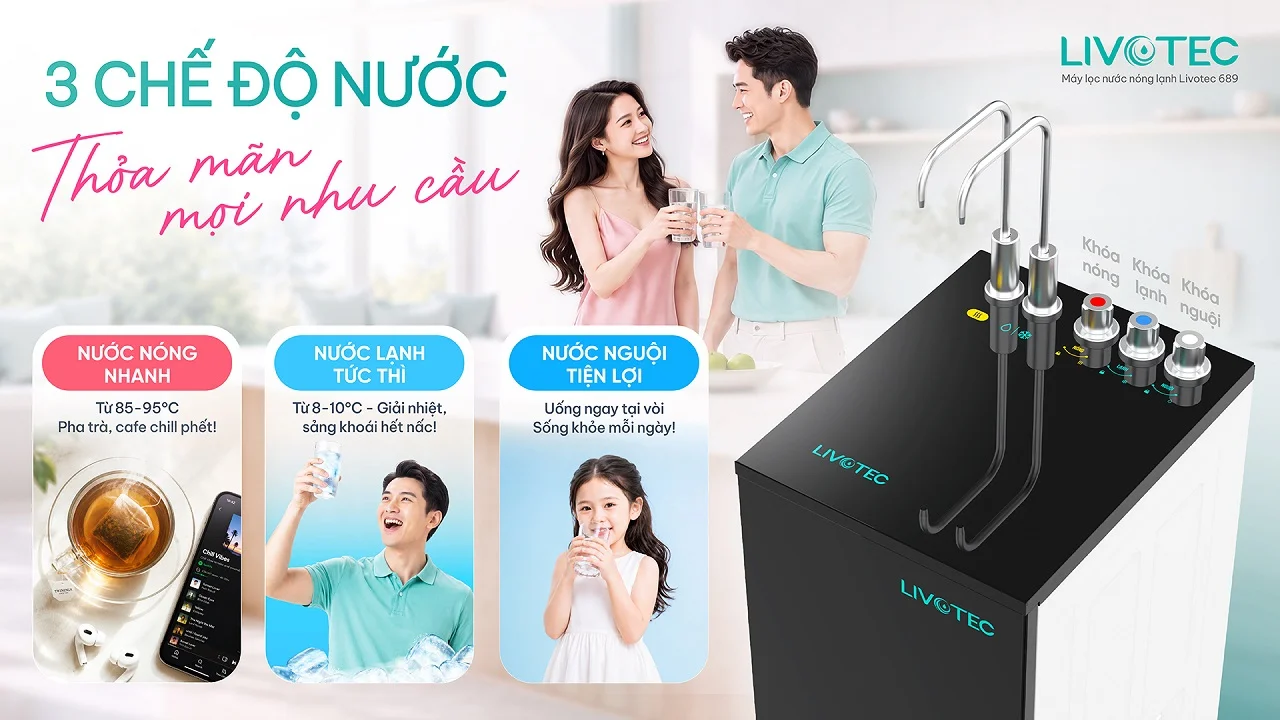 Livotec 688 3 chế độ nước nóng lạnh nguội linh hoạt